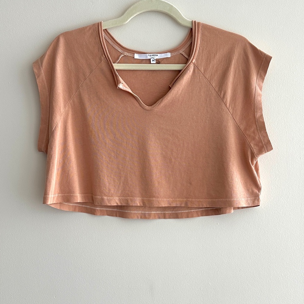 Revolve Tularosa Cropped V-Neck Tee, Crop Top, Size Medium, Apricot